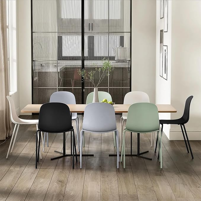 2xhome Modern Stackable Armless Dining Chair | Plastic Shell Seat with Metal Legs | Indoor or Outdoor Use | Home Kitchen Patio (2, Black, No Padding)