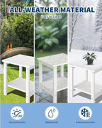 GarveeLife Poly Lumber Rocking Chair Outdoor Set of 2 with Side Table - HDPE High Back Porch Rocker Chairs for Adults - All Weather Resistant Furniture for Patio - White