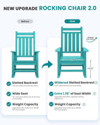SERWALL HDPE Outdoor Rocking Chair Set of 6, Patio Rocking Chairs for Adults, All Weather Outdoor Rockers for Lawn, Aruba
