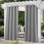 NICETOWN 108" L Outdoor Curtain for Patio Waterproof, Thermal Insulated Stainless Steel Grommet Blackout Outdoor/Indoor Curtain Privacy Protect for Landscape, 1 Panel, 52" Wide, Silver Grey