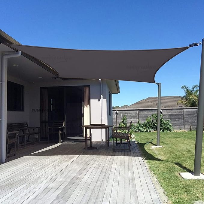 SUNNY GUARD Custom Size 4'x8' Dark Grey Sun Shade Sail Rectangle UV Block Shade for Backyard Yard Patio Deck Garden(Customized)