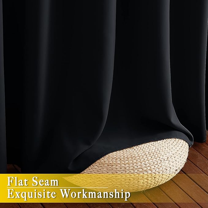 NICETOWN Blackout Curtain for Sliding Glass Door, Patio Door Curtains, Thermal Insulated Wide Drapes/Draperies Light Blocking for Bedroom/Porch (Black, 1 Panel, 80" W by 108“)