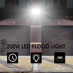 200W LED Flood Light 2 Pack, 22500lm Super Bright Security Lights, IP66 Waterproof Outdoor Flood Light, 5000K Daylight White Floodlight for Yard, Garden,Basketball Court, Arena