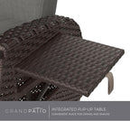 Grand patio Outdoor Recliner with Independent Adjustable Back and Footrest, Air Pump 150° Lay Flat Reclining Chair Removable Olefin Cushion Flip-Up Table Wicker Grey 1PC