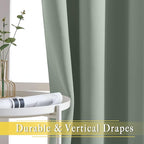 NICETOWN Blackout Sage Green Curtain for Windows 120 inch Long - Thermal Insulated Solid Grommet Room Darkening Drape Sound Reducing for Bedroom/Living Room (1 Panel, W52 x L120)