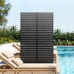 VEVOR Metal Privacy Screen, 44" W x 72" H Freestanding Modern Privacy Fence, Garden Divider Panel with Extended Base & Reinforcement Fixed, Freestanding Outdoor Divider for Garden, Indoor, Courtyard