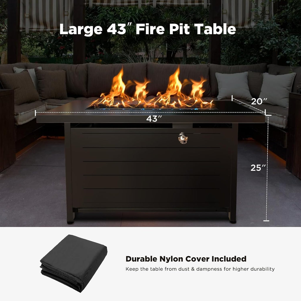 ciays 43″ fire pit table with glass beads, package contents