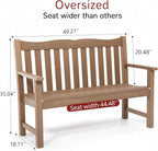 Stoog All-Weather Outdoor Bench, 2-Person Poly Lumber Garden Bench with 800lb Capacity, Never Fade & Rust-Proof, for Backyard, Patio, Deck, and Porch, Teak