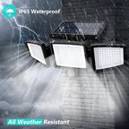 Tuffenough Solar Outdoor Lights 2500LM 210 LED Security Lights with Remote Control,3 Heads Motion Sensor Lights, IP65 Waterproof,270° Wide Angle Flood Wall Lights with 3 Modes(1 Packs)