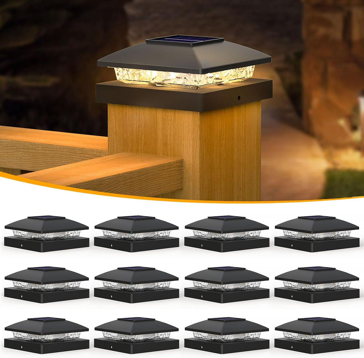 aponuo solar post cap lights for 4x4 posts, main product view