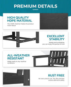 Ciokea Outdoor Patio Dining Chair, HDPE Porch Chairs for Dining Table, All-Weather Durable Outdoor Furniture for Backyard, Garden, Lawn & Poolside, Black