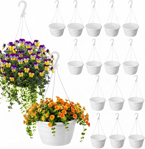 10 inch hanging planter with drainage insert, white, main product view