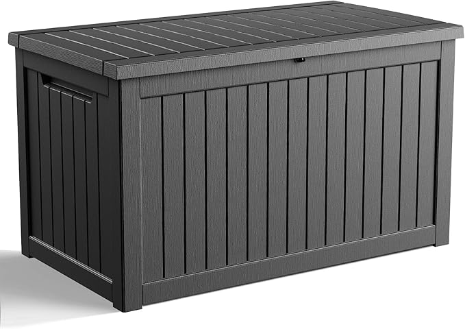 280 Gallon Outdoor Storage Box, Large Resin Deck Box for Patio Cushions, Garden Tools, Pool Accessories, Waterproof and Lockable Design, Storage Bench for Backyard & Deck(Black)