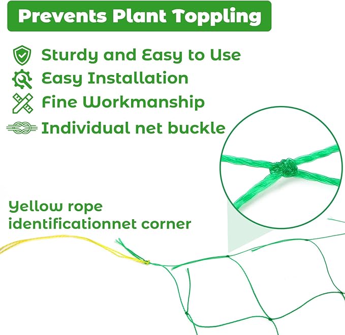 DECYOOL Trellis Netting for Climbing Plants, Garden Trellis Netting Plant Support Net 1.8 x 5 m Heavy Duty Nylon Climbing Vine Net for Outdoor Vegetables