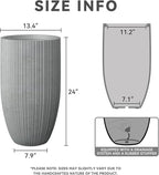 Kante 24 Inch Tall Round Concrete Planter, Large Indoor Outdoor Plant Pots with Drainage Hole and Rubber Plug, Modern Decorative Garden Pots for Home Patio Porch, Textured Natural Concrete