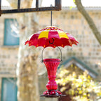 Beserie Hummingbird Feeder Umbrella Cover 14" with Ant Moat Big RedYellow | Dome Shade Weather Rain Guard, Hanging Squirrel Baffle for Bird feeders, Anti Sun/Snow/Ants Keep Nectar/Seed Fresh 3 Hooks