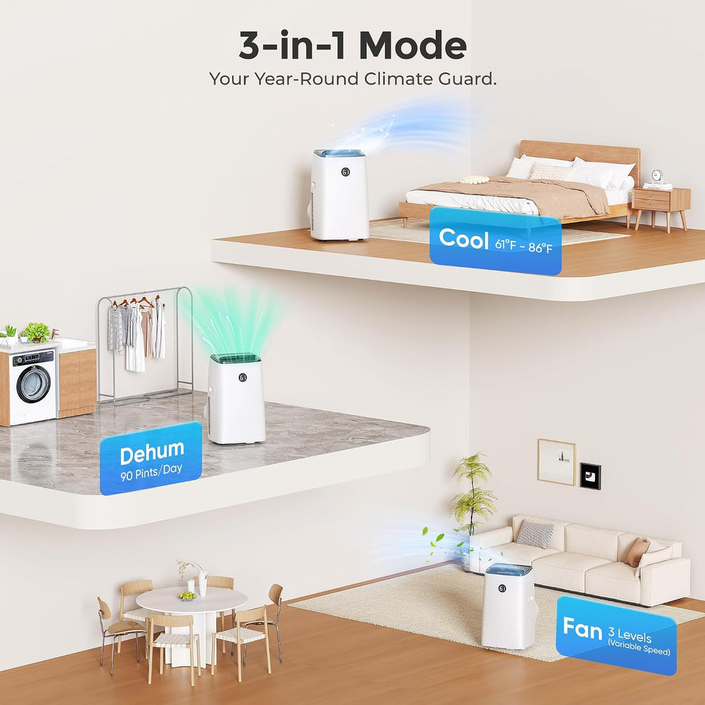 14000 btu portable air conditioner for large room, close-up detail