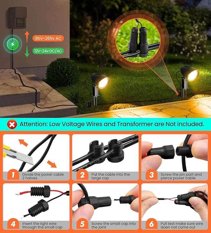 MEIKEE 7W Low Voltage LED Landscape Lights 800LM 12V Outdoor Landscape Lighting 2700K Warm White IP66 Waterproof Garden Pathway Lights Yard Lawn Spotlights with Connectors (4 Pack)