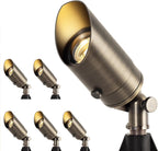 Solid Brass Low Voltage Landscape Spotlights, 12V Waterproof Outdoor Spot Lights, Wired Heavy Duty Bronze Accent Uplights for Yard Garden House Tree Lawn, Without Bulb (6 Pack)