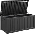 Outdoor Storage Box, Resin Deck Boxes Indoor and outdoor, Waterproof Storage Box Lockable Lid (Black, 120 Gallon)