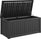 Outdoor Storage Box, Resin Deck Boxes Indoor and outdoor, Waterproof Storage Box Lockable Lid (Black, 120 Gallon)