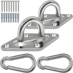 Hammock Hooks Heavy Duty, 1700lbs Capacity Hammock Hanging Kit, 2pcs 10MM 304 Stainless Steel Pad Eye Hooks for Porch Swing Hanging, Hammock Chair, Wall Ceiling Mount Hanger Indoor & Outdoor (Silver)