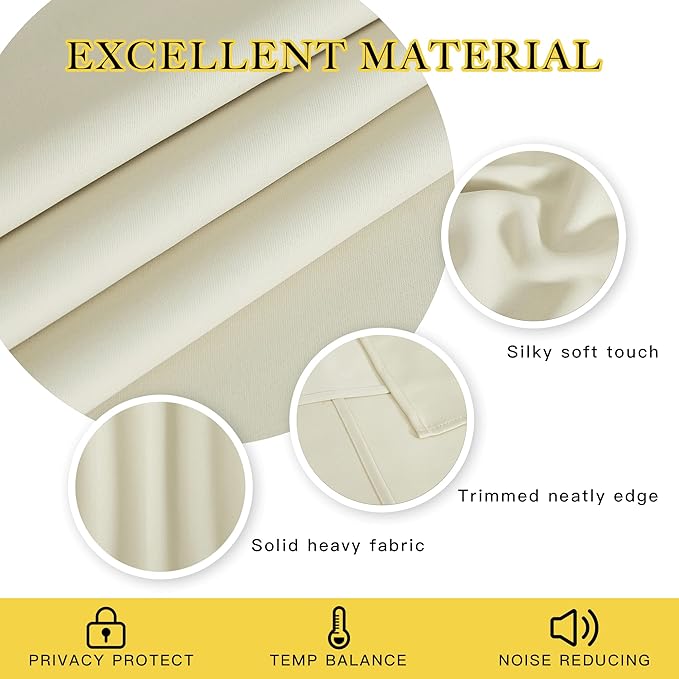 NICETOWN Blackout Patio Curtains 100 x 144 Inches Long for Sliding Door Extral Wide Blackout Curtain Panels Thermal Insulated Room Divider - Grommet Top, 100" W x 144" L, 1 Panel, Beige