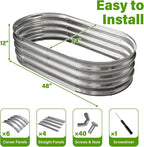 Galvanized Raised Garden Bed for Outdoor: 4X2X1ft Durable Metal Vegetable Plant Container Kit - Oval Planter Box for Gardening Flower Trough （2 Pack）