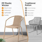 VINGLI PE Rattan Outdoor Dining Chairs Set of 4, Plastic Stackable Patio Chairs for Indoor, Porch, Restaurant, Garden,Champagne