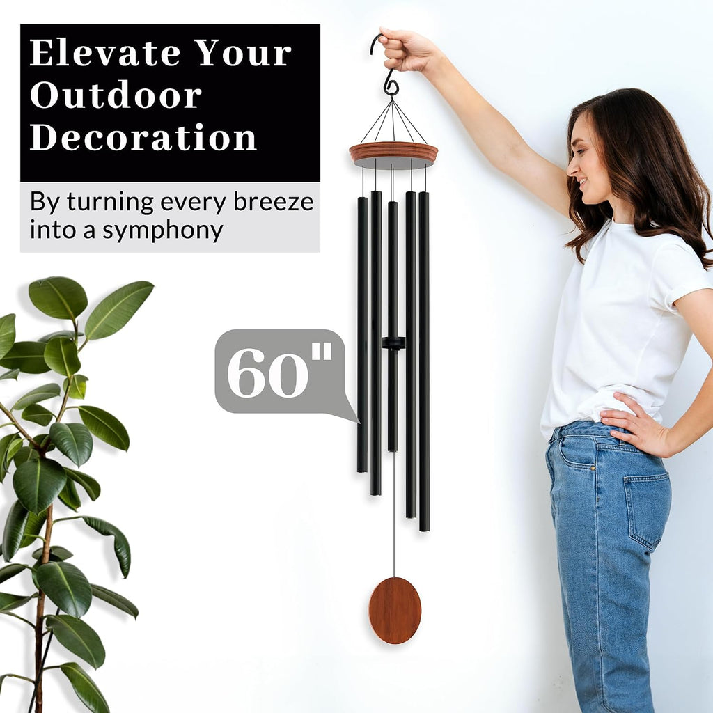 extra large 60" wind chimes - unique outdoor showing dimensions