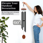 extra large 60" wind chimes - unique outdoor showing dimensions