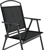 Outdoor Patio Chairs Set of 2, Folding Lawn Chairs, Black | Foldable Lightweight Dining Chairs with Armrests & Back Support, Breathable Textilene & Metal Frame for Deck, Lawn, Camping