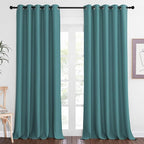 NICETOWN Patio Blackout Curtain Panels - Extra Wide Sliding Door Thermal Insulated Drape, Privacy Room Divider Curtain for Bedroom Office (Sea Teal, 66 x 118 Inch Long)