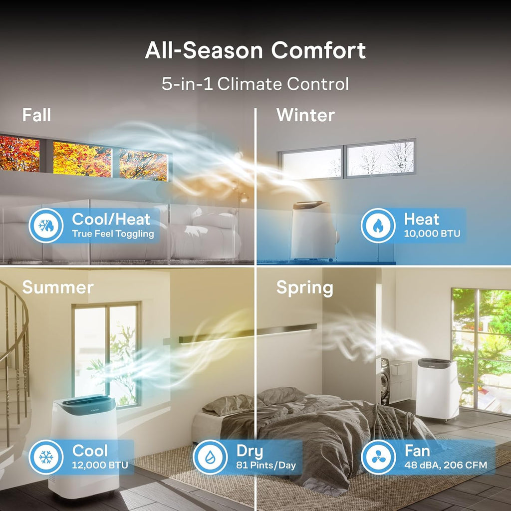 ac infinity smart portable air conditioner 5-in-1, all-season, side view