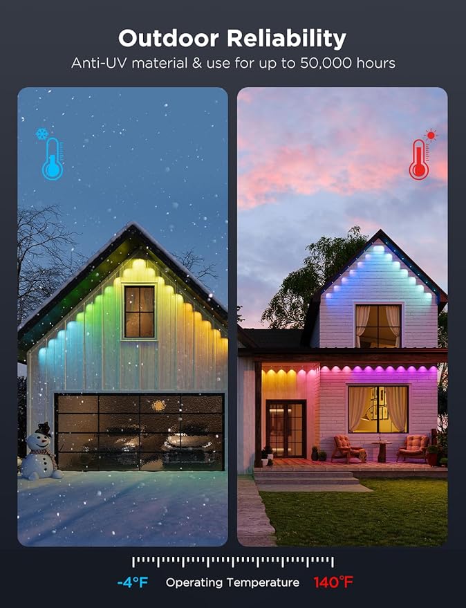 Govee Permanent Outdoor Lights Pro, 150ft with 90 RGBIC LED Lights for Daily and Accent Lighting, 75 Scene Modes for Outdoor Decor, IP67 Waterproof, Works with Alexa, Google Assistant, Matter, White