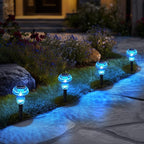 Easter Solar Pathway Lights Outdoor Decorative 4 Pack, Blue LED Mushroom Solar Lights Outdoor Waterproof Solar Powered Decor for Yard Driveway Patio, Valentines Day Halloween Christmas Garden Decor