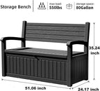 80 Gallon Outdoor Storage Bench Deck Box Waterproof Lockable,Outdoor Storage Furniture for Patio,Garden and Porch,Tools and Cushions（ Black Stripe）