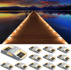 AGPTEK Solar Driveway Lights 12 Pack, Outdoor Deck Dock Marine Waterproof | LED Solar Powered Driveway Marker Lights for Warning Step, Sidewalk, Pathway, Garden, Yard (Warm White)