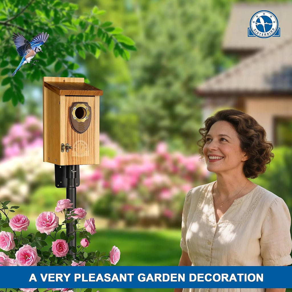 SISTERBIRD Pack of 2 Bluebird Houses for Outside, Premium Wooden Bird House, Bluebird House for Outdoor, Courtyard Decoration Bird Nest, Bluebird Finch Swallow Wren Chickadee