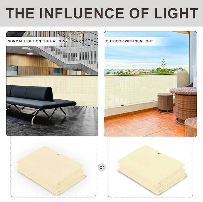LOVE STORY Balcony Privacy Screen, 2.5'x10' Deck Shield Screen Fence Cover,UV Protection and Weather-Resistant,3 FT Height for Deck, Patio, Backyard, Outdoor Pool, Porch, Railing, Butter Cream