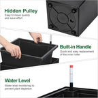 30 Inch Tall Self Watering Planters Set of 2, Outdoor Plant Pots with Automatic Watering System, Water Level Monitor, Drainage, Wheels & Inner Bucket, for Front Porch & Indoor Plants Black