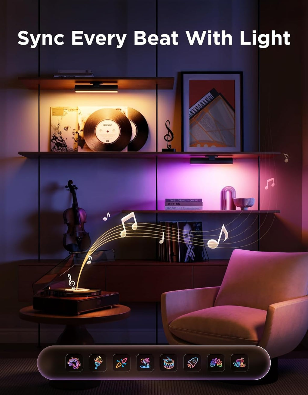 govee smart light bar, rgbicww tv lights for, side view