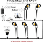 ZUCKEO 10W Low Voltage Landscape Lights LED Landscape Lighting with Connectors 12V Waterproof Outdoor Landscape Spotlights Floor Yard Lawn Best Garden Lights 1000LM Warm White (10Pack with Connector)