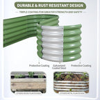 Galvanized Raised Garden Bed - 8x2x1.4FT Metal Planter Boxes Outdoor | Oval Steel Raised Bed Kit for Gardening with Protective Tape, Bracing Rods, Gloves for Vegetables, Flower, Herb (Green)