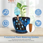 Ceramic Pots for Plant with Self Watering Globes, 6 inch Planters for Indoor Plants with Saucer, Glaze Flower Pots Outdoor with Drainage Holes, Decorative Garden Pots