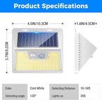 Peasur White Frame Solar Motion Sensor Lights Outdoor, 2 Packs 180LED Warm Solar Wall Lights Waterproof, 3 Modes Fence Security Lighting for Deck Yard Stairs Garden