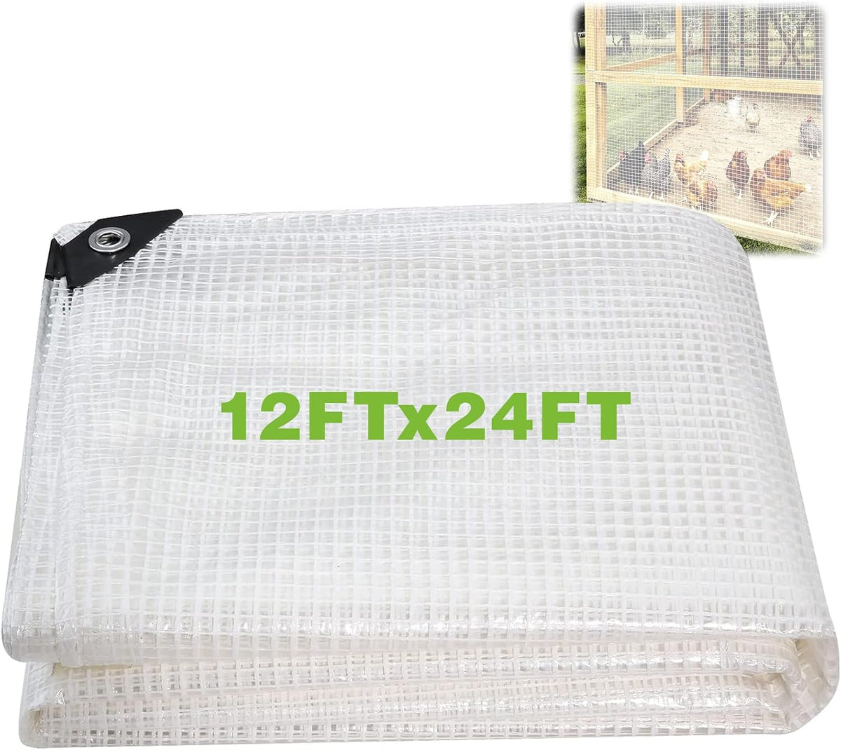 12x24ft clear greenhouse plastic covering tarp for chicken, main product view