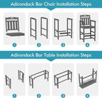 Ciokea 3 Pcs Outdoor Bar Height Table Set, 60" Extra Long Rectangle High Top Table and 2 Oversized Adirondack Chairs Set, Heavy-Duty All-Weather HDPE Patio Bar Set for Backyard Balcony Deck,Grey