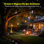 PChero Solar Hanging Lanterns Outdoor Waterproof, 4 Tea Lights, 18.1" Chain | 2 large + 2 small iron holders, flickering LED tea lights, for patio garden tree backyard, 10-12H runtime, removable chain