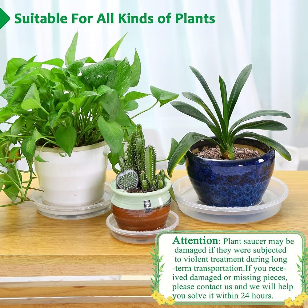 8 Pack of 5'' Clear Plant Saucer Drip Trays, Plant Tray for Indoor and Outdoor Plants, Thicker & Sturdier & Durable Plastic Plant Saucers Plant Accessories Indoor